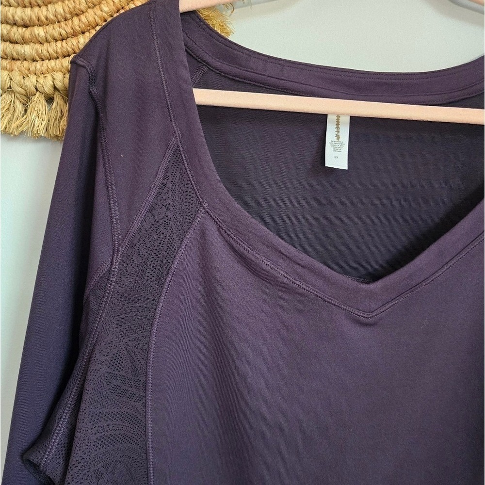 Athleta New Shanti Lace Deep Crocus Violet Purple Long Sleeve Active Top SZ 3X - Picture 5 of 11
